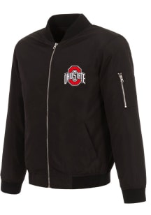 Mens Black Ohio State Buckeyes Nylon Bomber Medium Weight Jacket
