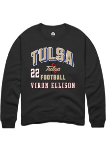 Viron Ellison Rally Mens Black Tulsa Golden Hurricane NIL Arch Logo Player Crew