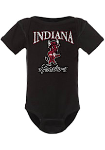 Summit Sportswear Indiana Hoosiers Baby Black Primary Logo Short Sleeve One Piece