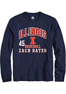 Zach Bates Illinois Fighting Illini Navy Blue NIL Arch Logo Long Sleeve Player T Shirt