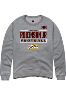 DeShawn Robinson Jr Western Michigan Broncos Mens Grey Football NIL Stacked Box Player Crew