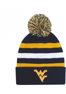 LogoFit West Virginia Mountaineers Navy Blue Jr Haltime Pom Youth Knit Hat