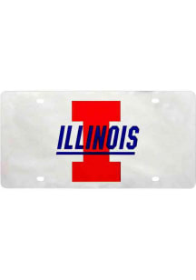 Illinois Fighting Illini Team Logo Silver Car Accessory License Plate