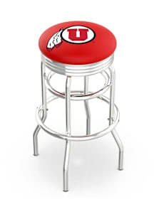 Utah Utes Double-Ring Swivel Chrome Pub Stool - Black