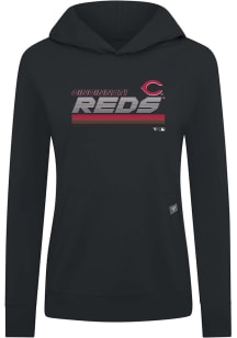 Levelwear Cincinnati Reds Womens Black Relay Breaker Hooded Sweatshirt