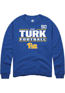 Shep Turk Rally Mens Blue Pitt Panthers NIL Stacked Box Player Crew