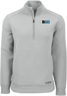 Cutter and Buck Big Ten Mens Ash Roam Long Sleeve Qtr Zip Pullover