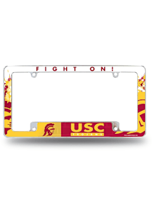 USC Trojans Primary All Over Chrome License Plate Frame - Silver