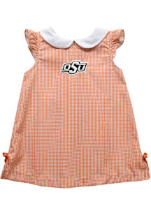 Vive La Fete Oklahoma State Cowboys Toddler Girls Orange Gingham Short Sleeve Dress