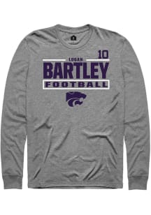 Logan Bartley Mens Graphite K-State Wildcats NIL Stacked Box Long Sleeve Player T Shirt
