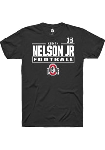 Keenan Nelson Jr Rally Mens Black Ohio State Buckeyes NIL Stacked Box Player T Shirt