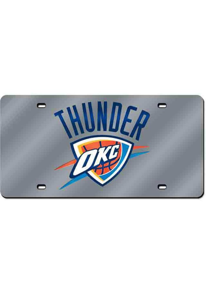 Oklahoma City Thunder Team Logo Silver Car Accessory License Plate