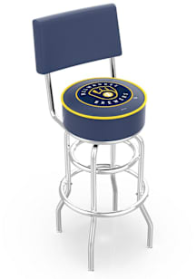 Milwaukee Brewers Double-Ring Swivel with Back Pub Stool - Silver