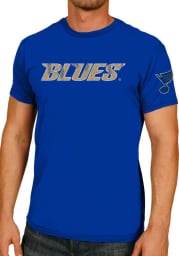 Original Retro Brand St Louis Blues Blue Wordmark Note Short Sleeve Fashion T Shirt
