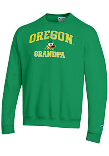 Champion Oregon Ducks Mens Green Grandpa Powerblend Long Sleeve Crew Sweatshirt