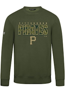 Levelwear Pittsburgh Pirates Mens Olive Zane Protect Long Sleeve Crew Sweatshirt