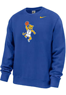 Nike Pitt Panthers Mens Blue Basketball Roc Club Fleece Long Sleeve Crew Sweatshirt