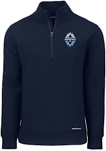 Cutter and Buck Vancouver Whitecaps FC Mens Navy Blue Roam Long Sleeve Qtr Zip Pullover