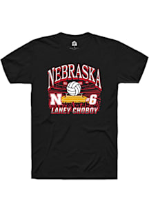 Laney Choboy Nebraska Cornhuskers Black NIL Name Number Net Short Sleeve Player T Shirt