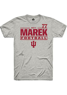 Matt Marek Indiana Hoosiers Ash Football NIL Stacked Box Short Sleeve Player T Shirt