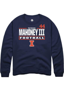 Patrick Mahoney III Rally Mens Navy Blue Illinois Fighting Illini NIL Stacked Box Player Crew