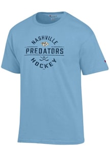 Champion Nashville Predators Light Blue Round Font Graphic Jersey Short Sleeve T Shirt
