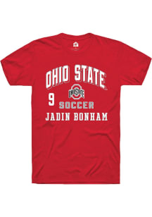 Jadin Bonham Rally Mens Red Ohio State Buckeyes NIL Arch Logo Player T Shirt