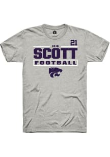 jojo scott Rally Mens Ash K-State Wildcats NIL Stacked Box Player T Shirt