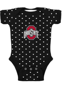 Baby Black Ohio State Buckeyes Heart Short Sleeve One Piece