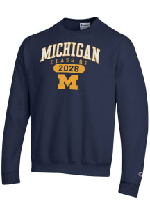 Mens Michigan Wolverines Navy Blue Champion Class of 2028 Powerblend Crew Sweatshirt