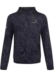 Levelwear San Jose Sharks Mens Black Platform Embroidered 3D Patch Long Sleeve Hoodie