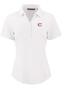 Cutter and Buck Cincinnati Reds Womens White City Connect Forge Eco Polo Short Sleeve Polo Shirt
