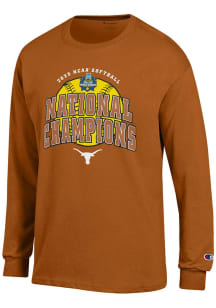 Champion Texas Longhorns Burnt Orange 2025 Womens Softball National Champions Jersey Long Sleeve T..