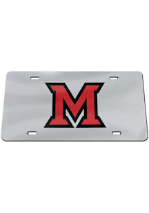 Miami RedHawks Silver Metallic Logo Car Accessory License Plate