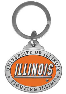 Orange Illinois Fighting Illini Metal Keychain