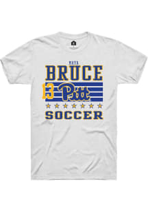 Maya Bruce Rally Mens White Pitt Panthers NIL Striped Player T Shirt