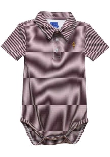 Vive La Fete Arizona State Sun Devils Baby Maroon Pencil Stripe Short Sleeve One Piece Polo