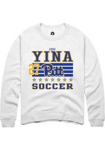 Adoo Yina Rally Mens White Pitt Panthers NIL Striped Player Crew