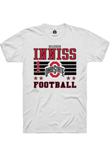 Brandon Inniss Rally Mens White Ohio State Buckeyes NIL Striped Player T Shirt