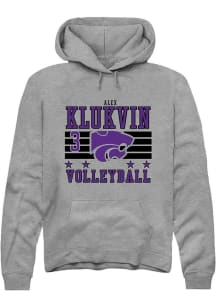 Alex Klukvin Rally Mens Grey K-State Wildcats NIL Striped Player Hood