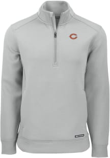 Cutter and Buck Chicago Bears Mens Grey C Logo Roam Long Sleeve Qtr Zip Pullover