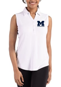 Womens Michigan Wolverines White Cutter and Buck Letterwinners M Club Forge Eco Polo Shirt