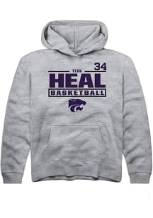 Tess Heal Rally Youth Grey K-State Wildcats NIL Stacked Box Long Sleeve Player Hoodie