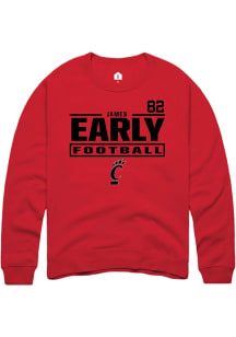 James Early Rally Mens Red Cincinnati Bearcats NIL Stacked Box Player Crew