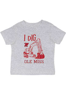 Vive La Fete Ole Miss Rebels Infant Excavator Short Sleeve T-Shirt Grey