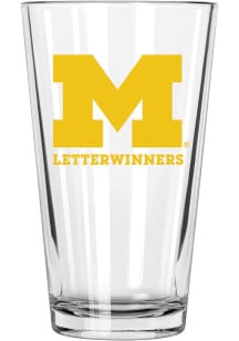 White Michigan Wolverines 16oz Letterwinners M Club Pint Glass