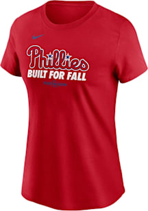 Women's Majestic Red Philadelphia Phillies Plus Size Sparkling Fun Button V-Neck T-Shirt