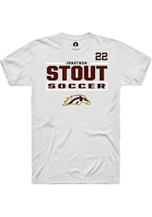 Jonathan Stout Western Michigan Broncos White NIL Stacked Box Short Sleeve Player T Shirt
