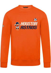 Levelwear Houston Astros Mens Orange Zane 8-Bit Baseball Long Sleeve Crew Sweatshirt