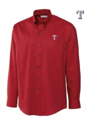 Cutter and Buck Texas Rangers Mens Red Easy Care Nailshed Long Sleeve Dress Shirt